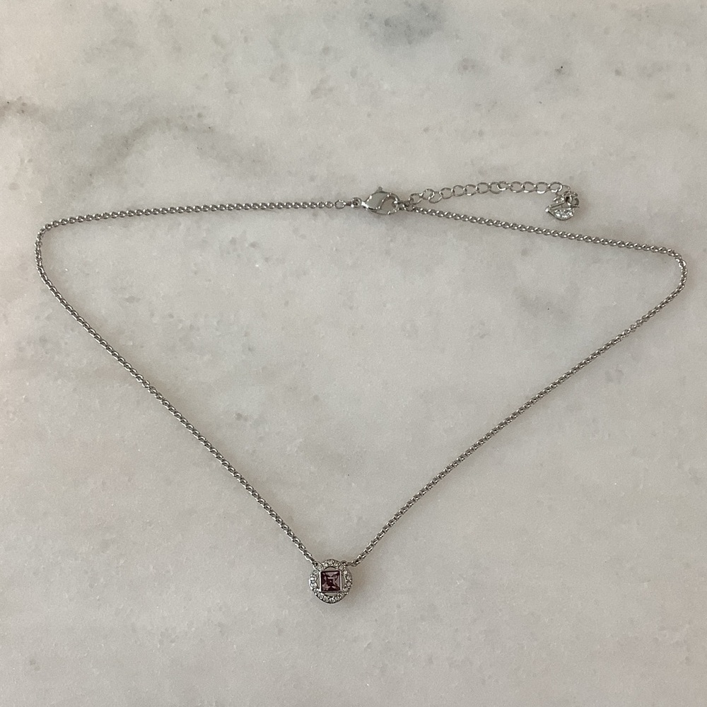 Swarovski Angelic Square Ketting Necklace with Violet Crystal, Brand New - Picture 1 of 4